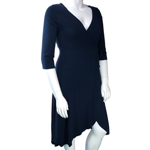 Fresh Produce Womens Size M Dress Navy Blue Wrap Stretch VNeck Knee Length NEW - Picture 10 of 15